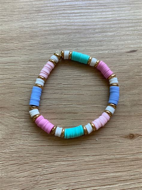 Pastel Paradise Clay Bead Bracelet Etsy Beaded Bracelets Bff