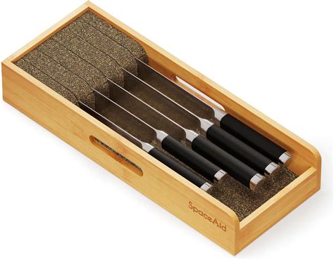 Amazon Deluxe Knifedock Knife Drawer Organizer Large Bamboo In