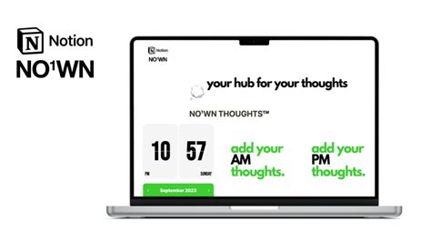 No¹wn Thoughts™ Mental Health Journal Template Made For Notion