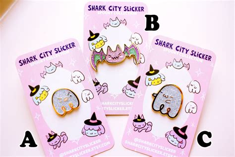 Halloween Enamel Pins Series 1 Cute Glitter Ghosts And Etsy