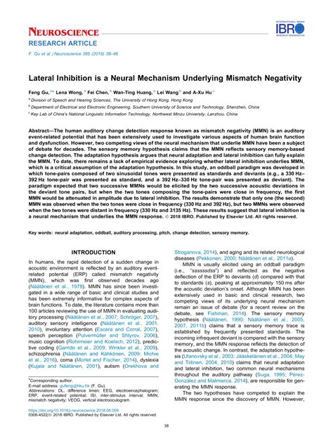 (PDF) Lateral Inhibition is a Neural Mechanism Underlying Mismatch ...