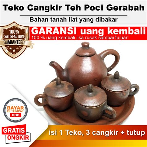 Jual Set Teko Cangkir Teh Poci Gerabah Tanah Liat Tradisional Shopee