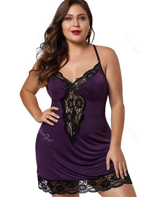 Off Leopard Lace Hem See Through Plus Size Babydoll Rosegal