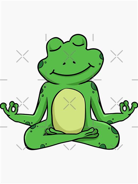 Cute Frog In Yoga Pose Illustration Sticker Sticker For Sale By