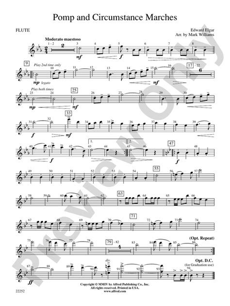 Pomp And Circumstance Marches Flute Flute Part Digital Sheet Music