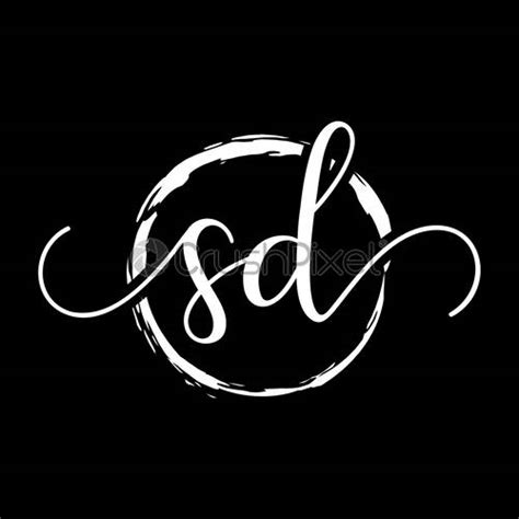 Sd Initial Handwriting Logo Design With A Brush Circle Stock Vector