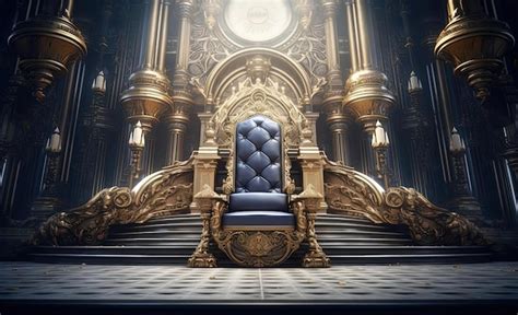 Premium Photo A Large Golden Throne Seated In An Ornate Room In The