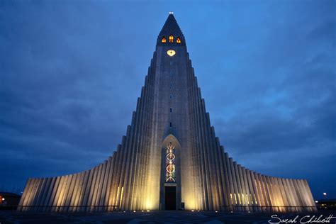 Hallgrímskirkja At Night Great View Building Reykjavik