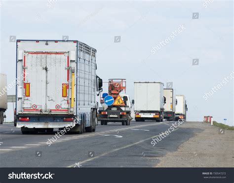 Container On Big Highway Transport Loads Stock Photo