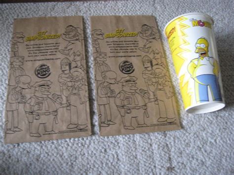 Burger King The Simpsons 2007 movie 2 bags and cup original fast food ...