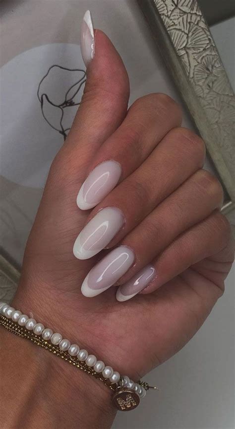 40 Stylish French Tip Nails For Any Nail Shape White Oval French Tip