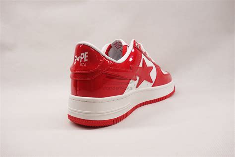 A Bathing Ape Bape Sta Patent Leather White Red 2023 Reps