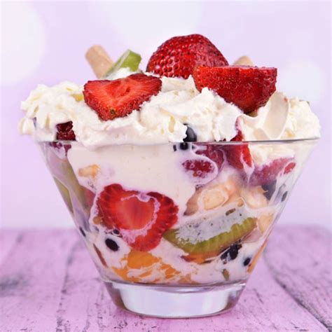 Fruit Salad With Ice Cream Ice Cream Dessert Recipe Ice Cream Desserts