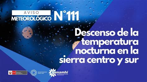 Aviso Meteorológico N 111 Descenso de la temperatura nocturna en la