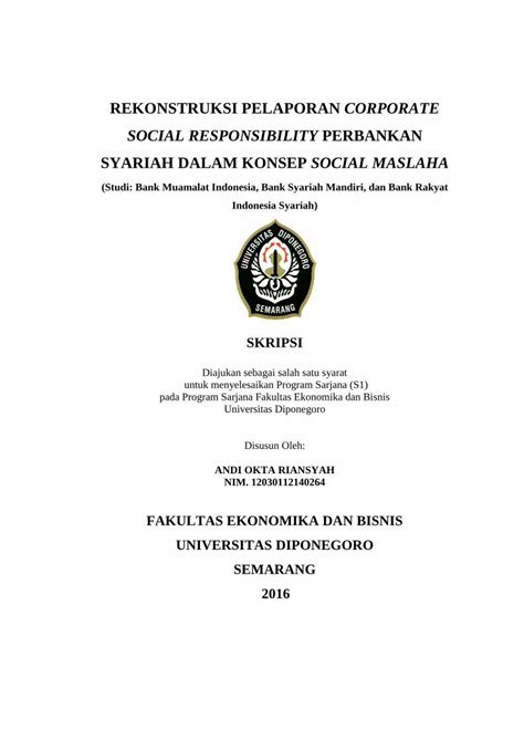 PDF REKONSTRUKSI PELAPORAN CORPORATE SOCIAL Aksi Mahasiswa Muslim