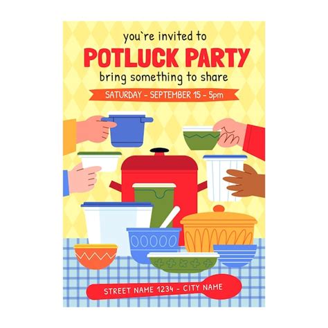 Free Vector Hand Drawn Potluck Invitation Design