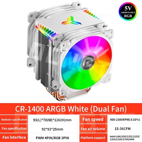 Jonsbo Cr White Version Heat Pipe Tower Cpu Cooler Pin Color