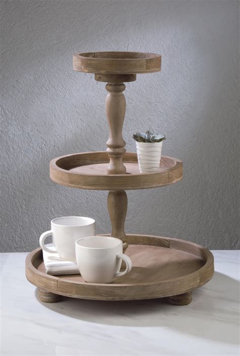 Item 21663 3 Tier Wooden Display Stand Natural Tripar