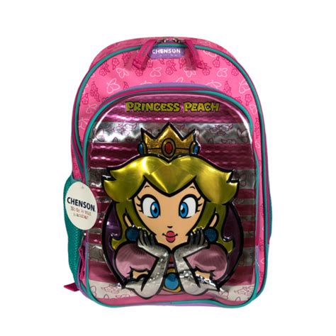 MOCHILA ESCOLAR METALICA PRINCESA PEACH MARIO BROS CHENSON Rimsory