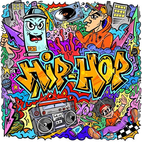 Hip Hop Graffiti Doodle Ilustración De Arte Vector Art Print Arte