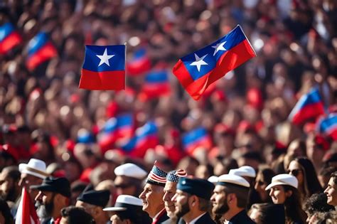 Un Grupo De Personas Con Banderas En El Fondo Foto Premium