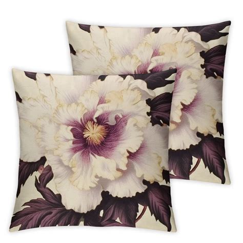 Onetech Peony Flower Throw Pillow Covers Red And White Floral