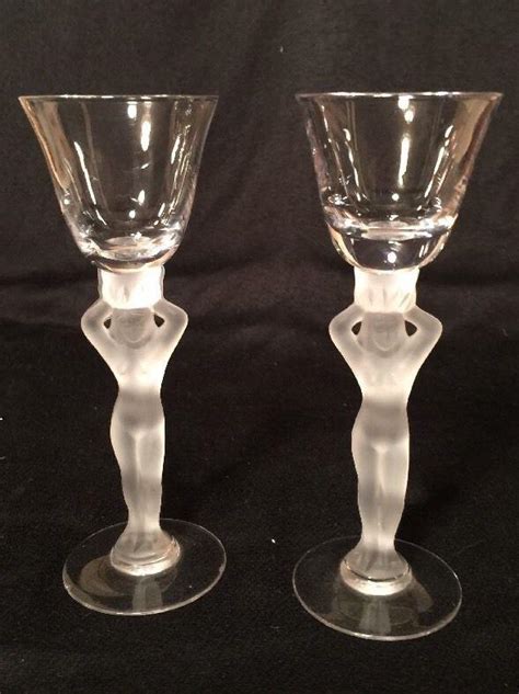 Frosted Female Nude Stem Cordial Liquor Crystal Glasses Venus By