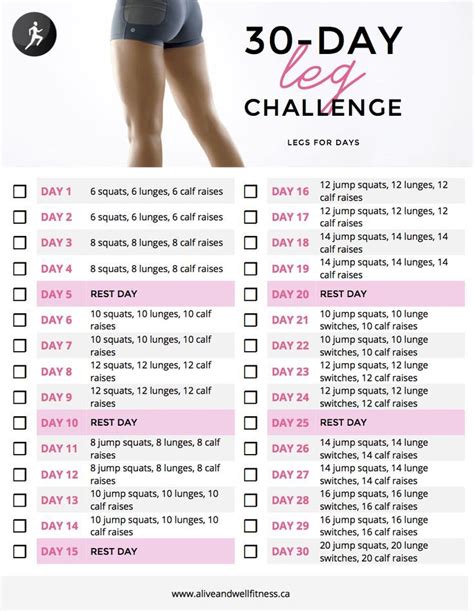 30 Day Leg Challenge Cardio Challenge 30 Day Cardio Challenge 30 Day Workout Challenge