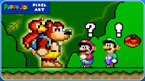 Banjo Kazooie In Super Mario World Banjo Kazooie Pixel Art Timelapse