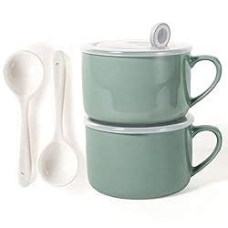 Amazon Wareland Soup Bowls With Handles Spoons Oz Ceramic