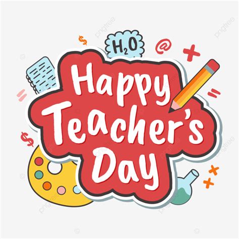 Teachers Day Sticker With School Supplies