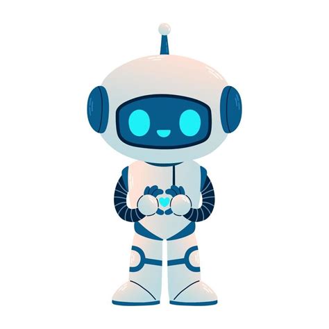 Cute Robot With Heart Cartoon Science Technology Concept Isolated