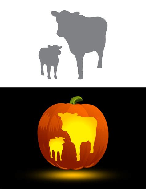 Printable Cow And Calf Pumpkin Stencil