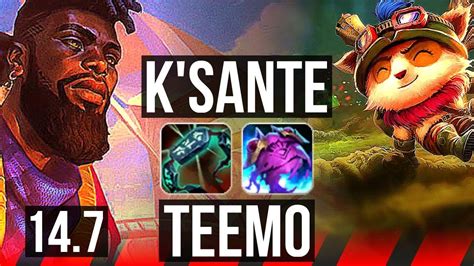 K SANTE Vs TEEMO TOP 6 Solo Kills 6 1 0 300 Games KR Master