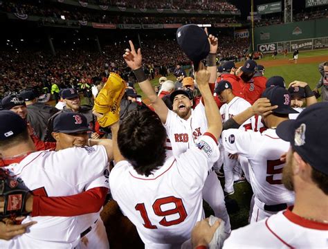 The Boston Red Sox Celebrate After Defeating The St Louis Cardinals In