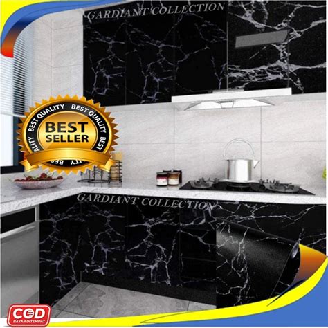 Jual WALLPAPER DINDING MARMER MOTIF BLACK MARBLE 45x1m STIKER MARMER