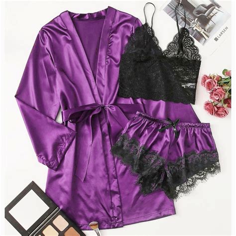 Mrulic Lingerie For Women Satin Silk Pajamas Women Nightdress Lingerie