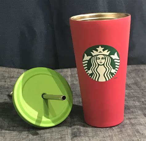 Starbucks Mermaid Pink Green 16oz Stainless Cold Cup Tumbler Metal