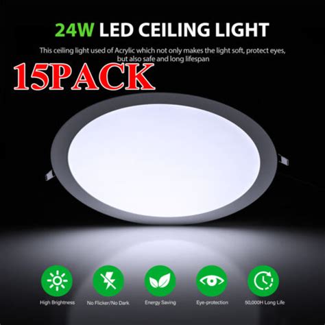 15PCS 24W LED Recessed Ceiling Panel Down Lights Round Bulb Thin Slim