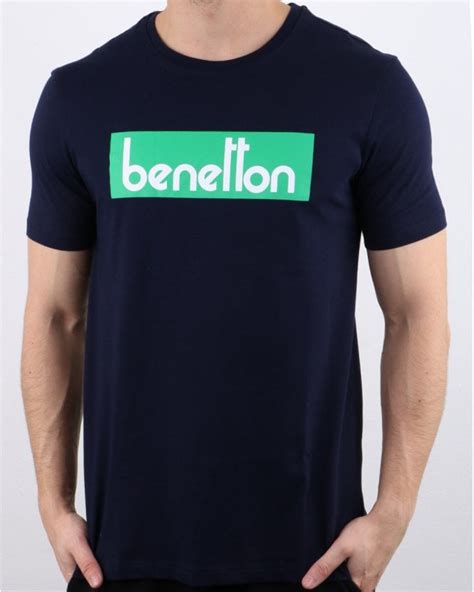 Benetton Box Logo T Shirt In Navy S Casual Classics