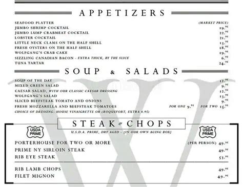 Wolfgang's Steakhouse Menu - Urbanspoon/Zomato