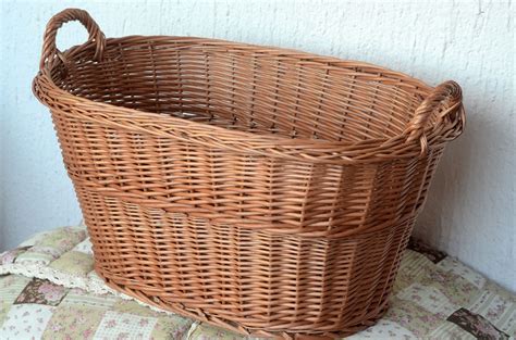 Large Wicker Laundry Basket Big Laundry Basket Handled Oval - Etsy