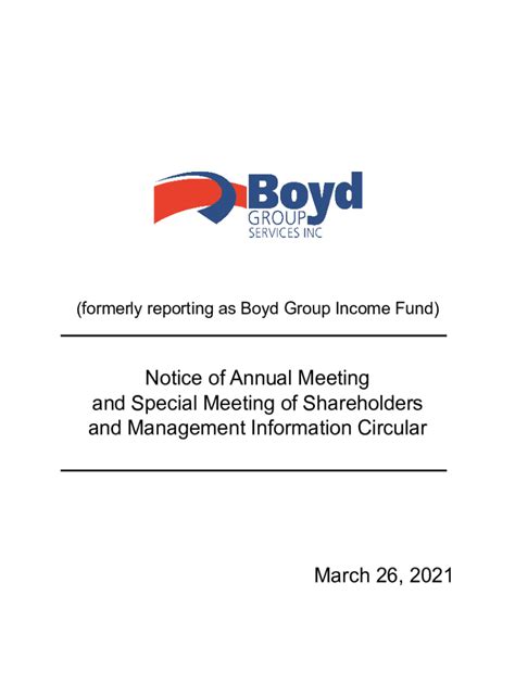 Fillable Online BOYD GROUP SERVICES INC. (formerly reporting as Boyd ...