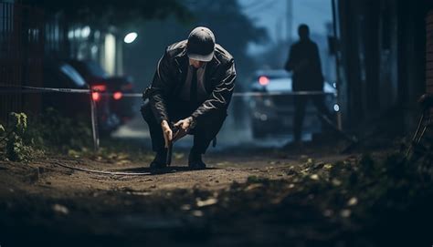 Un Detective En La Sesi N De Fotos De Investigaci N De La Escena Del