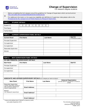 Fillable Online Change Of Supervision Fax Email Print Pdffiller