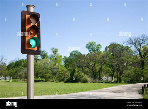 Traffic Light In A Country Landscape Stock Photo - Alamy