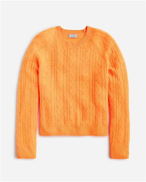 J Crew Cashmere Cropped Cable Knit Crewneck Sweater For Women