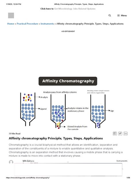 Affinity Chromatography Notes Pdf Chromatography Protein Purification