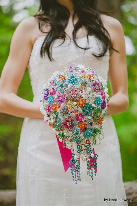 Cascading Rainbow Brooch Bouquet Deposit On A Made To Order Etsy