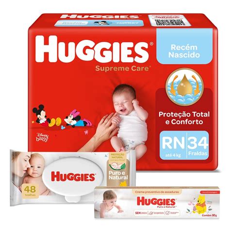 Kit Chá de Bebê Huggies Creme de Assaduras Huggies Puro e Natural